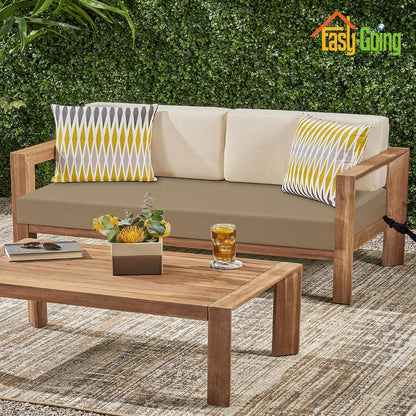 42X18X3 Inch Waterproof Outdoor Couch Bench Cushion Covers Only Replacement Non-Slip Patio Seat Cushion Slipcover with Zipper and Adjustable Straps Camel