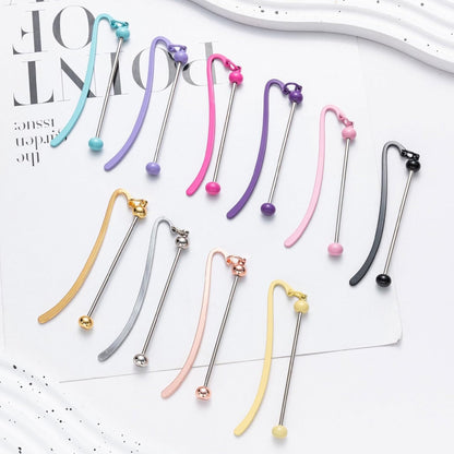 10 Pieces DIY Beadable Bookmarks Bulk, Metal Beadable Bookmarks Pendant Bar, Custom Book Charms Stainless Steel Chains, Craft Beaded Book Lanyards Chains for Students Teachers