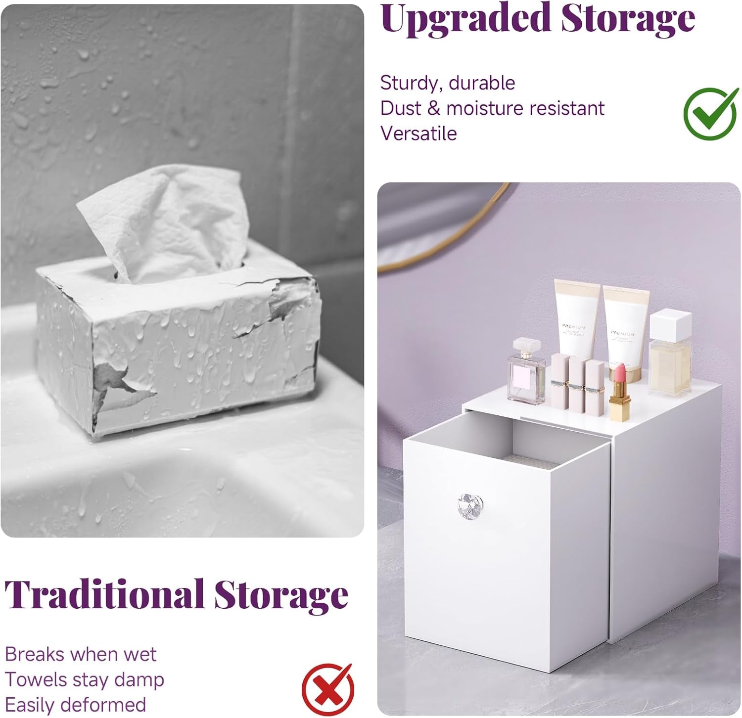 Clean Skin Club Face Towels Holder - Stackable Acrylic Organizer Compatible with Clean Skin Club Towel XL, Bathroom Vanity, Dresser Holder, Dustproof Multipurpose for Makeup, Skincare, White