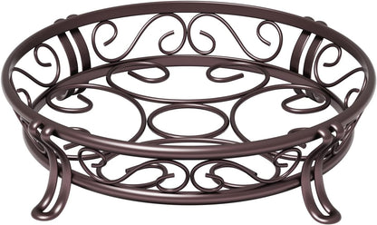 Metal Plant Stand for Outdoor Indoor, Heavy Duty Flower Pots Holder Rustproof Wrought Iron Planter Stands Garden round Supports Rack for Planter 11.8 Inches, Bronze Brown