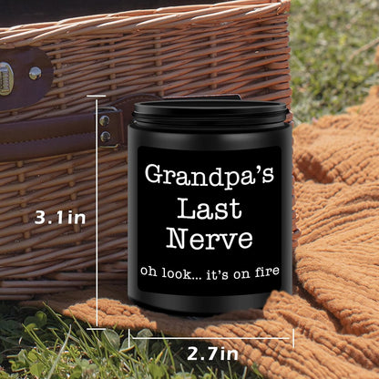 Grandpa Gifts from Granddaughter Grandson, Unique Fathers Day, Birthday, Christmas, Retirement Candles, Grandpa’S Last Nerve Scented Candle
