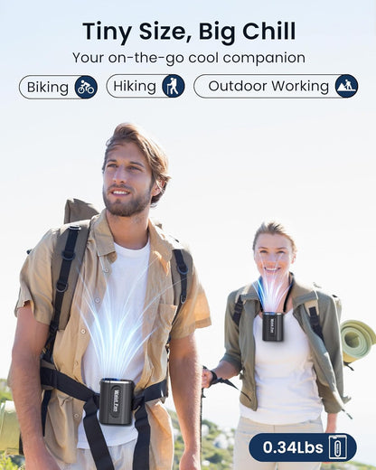 Portable Mini Waist Belt Fan Rechargeable, Upgraded 17500RPM Strong Airflow with 4 Speed Levels, Personal Hands-Free Necklace Cooling Fan, under Shirt Cooling for Blue Collar, Weeding, Outdoor