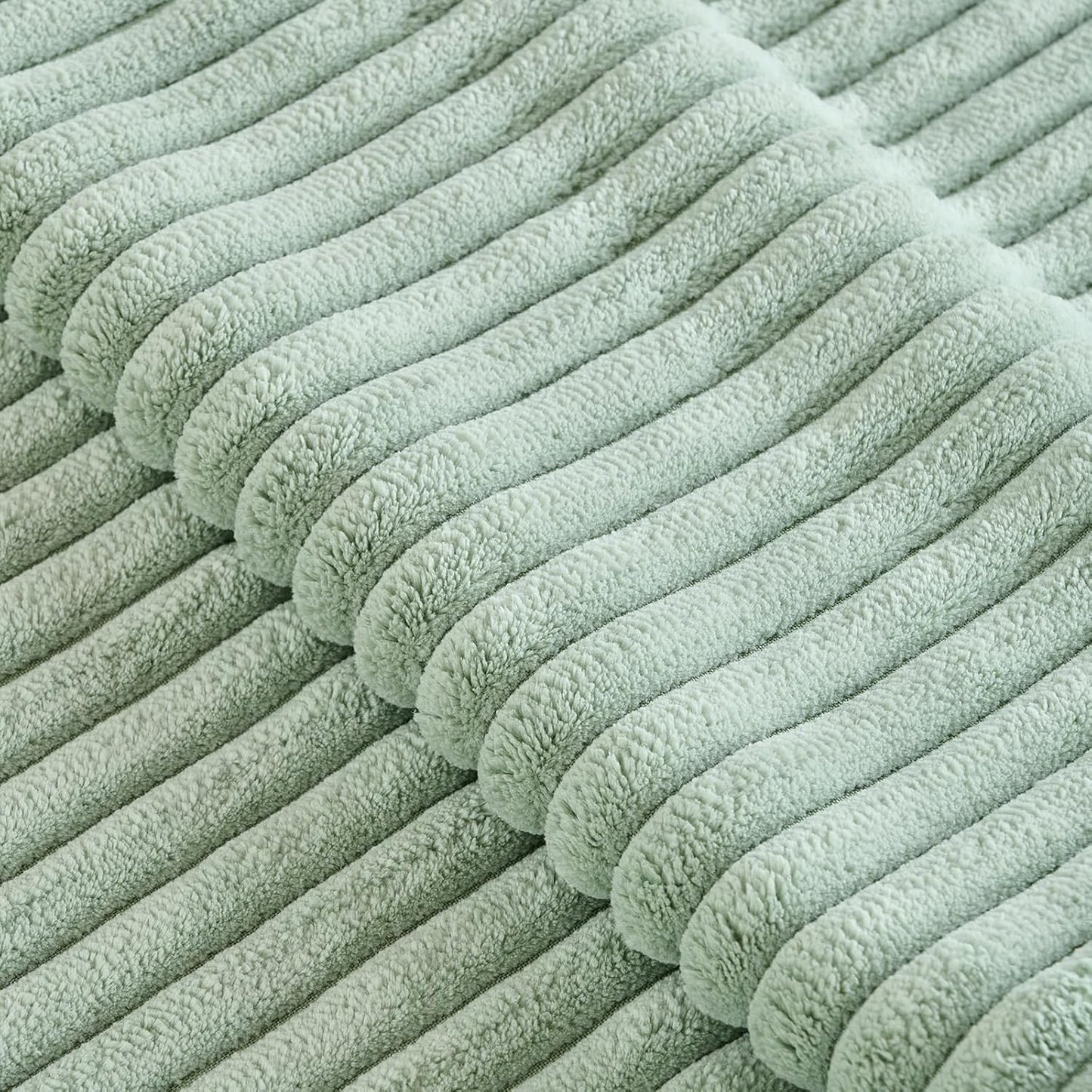 Set of 2 Sage Green Boho Decorative Throw Pillow Covers 16X16 Inch for Bedroom Couch Bed, Soft Fuzzy Cozy Striped Corduroy Cushion Case, Bohemian Home Decor, Men Women Teen Girls Gift