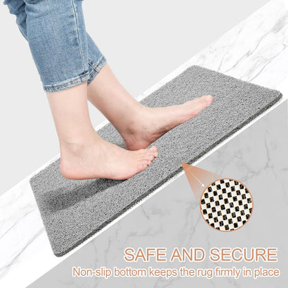 Bathtub Mat Non Slip, Bath Mat for Tub, Shower Mats for inside Shower, 16X46 Inch, PVC Loofah Bathroom Mats for Wet Areas, Quick Drying, Grey