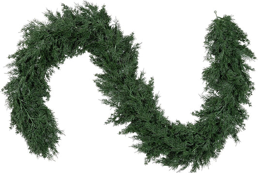 2Pcs Artificial Cedar Garland Real Touch Winter Pine Seasonal Christmas Greenery Garland for Table Mantle Background Wall Decorations (2, 6.4 FT)