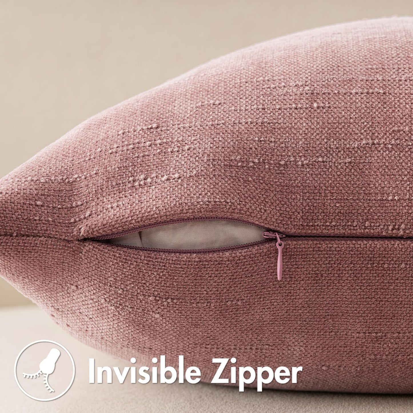 Pack of 2 Decorative Throw Pillow Covers Soft Chenille Throw Pillows Solid Textured Cushion Covers for Spring Valentine'S Day Couch Sofa Bedroom Living Room 18X18 Inch, Blush Pink