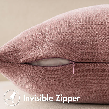 Pack of 2 Decorative Throw Pillow Covers Soft Chenille Throw Pillows Solid Textured Cushion Covers for Spring Valentine'S Day Couch Sofa Bedroom Living Room 18X18 Inch, Blush Pink