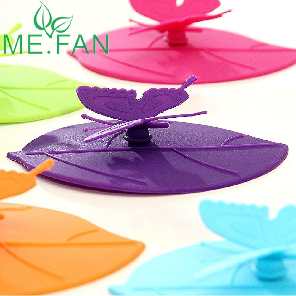 Silicone Cup Lids - Creative Butterfly Mug Cover - Anti-Dust Airtight Seal Hot Cup Lids 6 Set in Bright Colors
