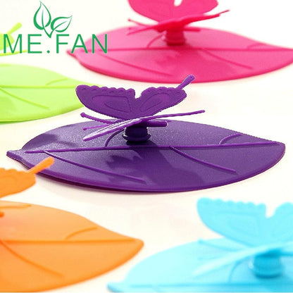 Silicone Cup Lids - Creative Butterfly Mug Cover - Anti-Dust Airtight Seal Hot Cup Lids 6 Set in Bright Colors