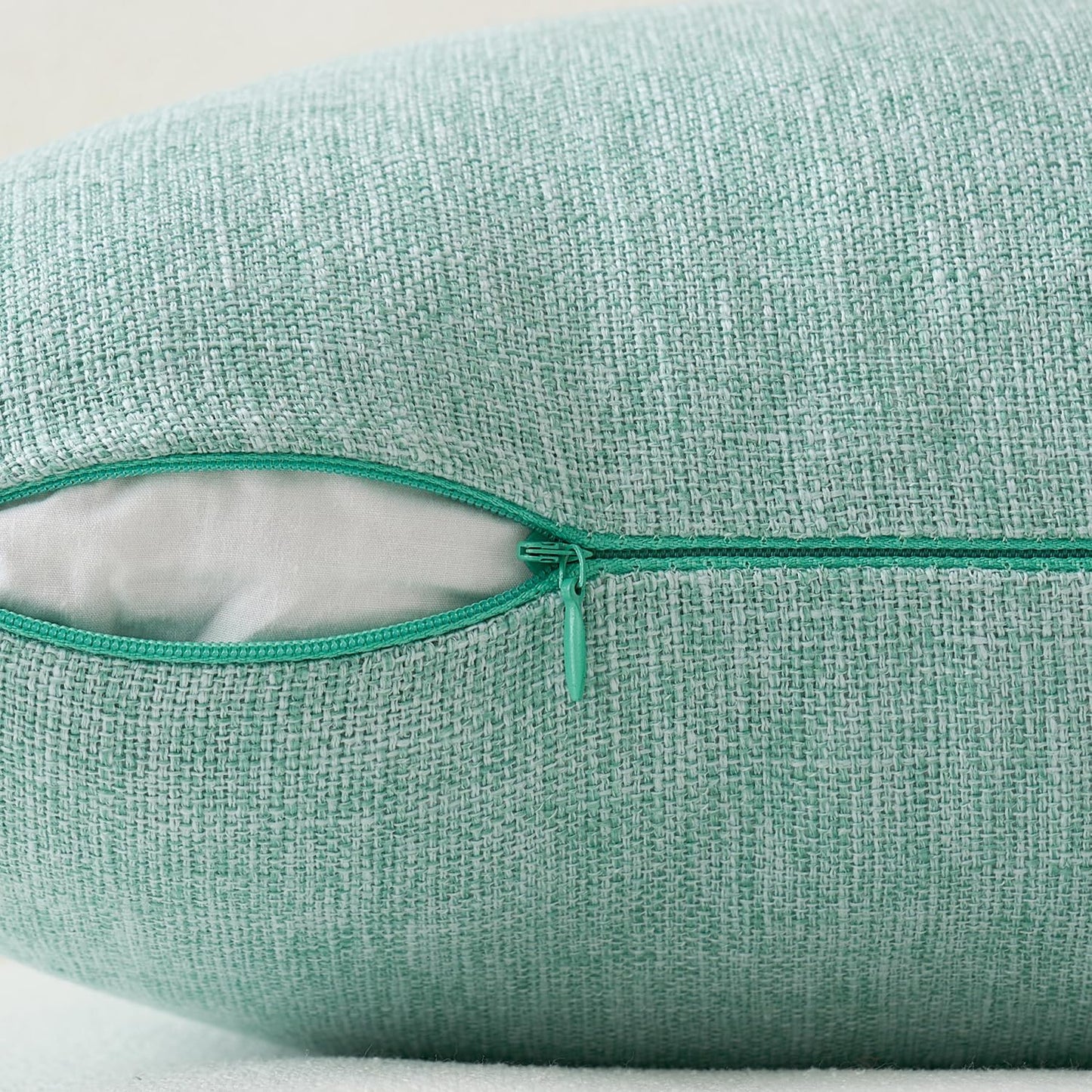 Pack of 2 Decorative Farmhouse Linen Pillow Covers Rustic Boho Accent Outdoor Couch Throw Pillow Covers for Cushion Bed Sofa Living Room Home Decor 18X18 Inch Aqua Green