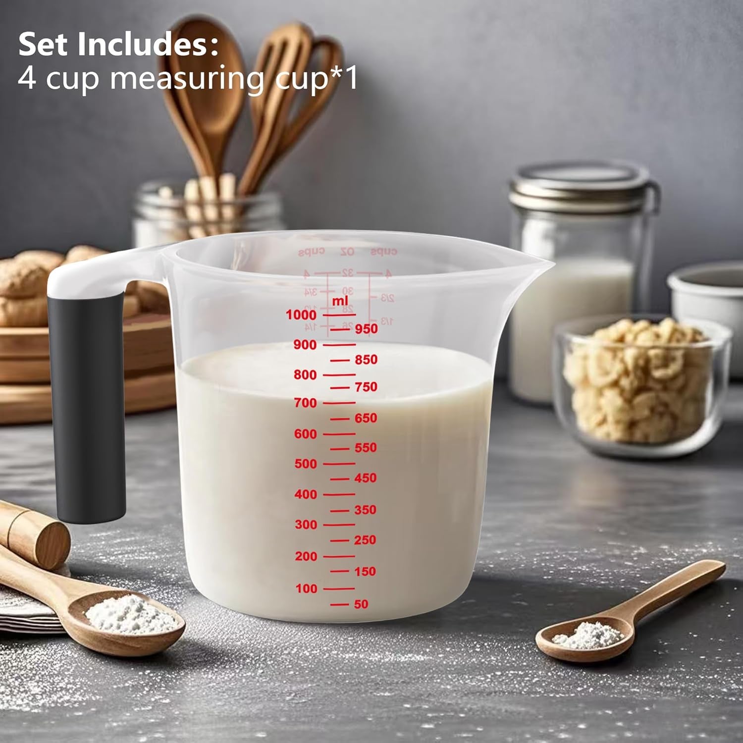 Measuring Cup Set, Liquid Measuring Cup for Kitchen,Bpa Free Plastic Set (4 Cup)