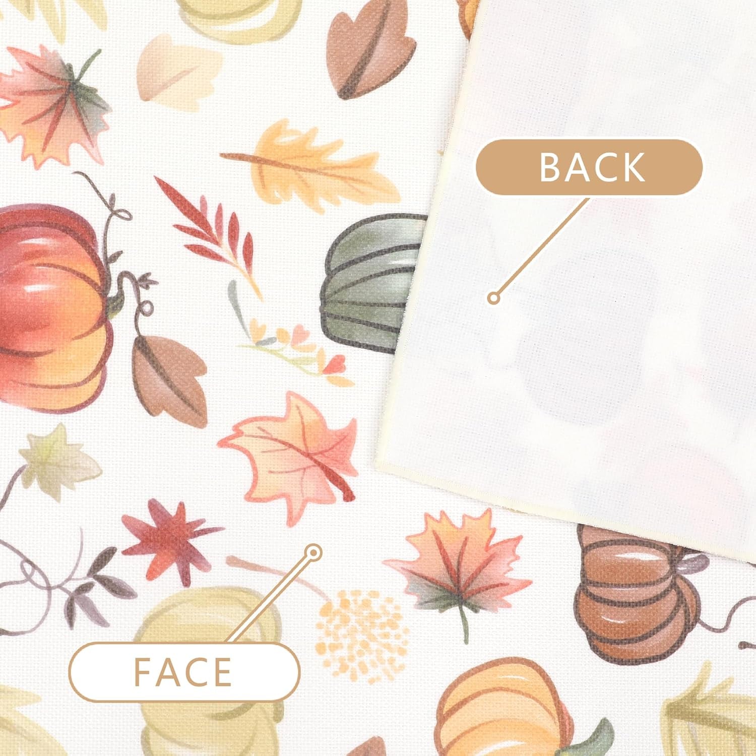 Fall Table Runner for Kitchen Dining Table, Thanksgiving Autumn Printed Harvest Pumpkins Maple Leaves Textured Fabric Halloween Holiday Home Decorations, Water-Proof, Washable, 13" W X 36" L