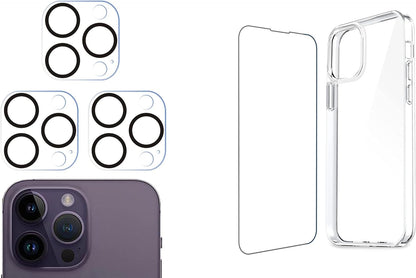 3 Pack Camera Lens Protector for Iphone 14 Pro 6.1" ＆ Iphone 14 Pro Max 6.7",And Iphone 14 Pro Max[6.7 Inch] [1 X Phone Case+1 X Glass Screen Protector] Shock Absorption Bumper PC