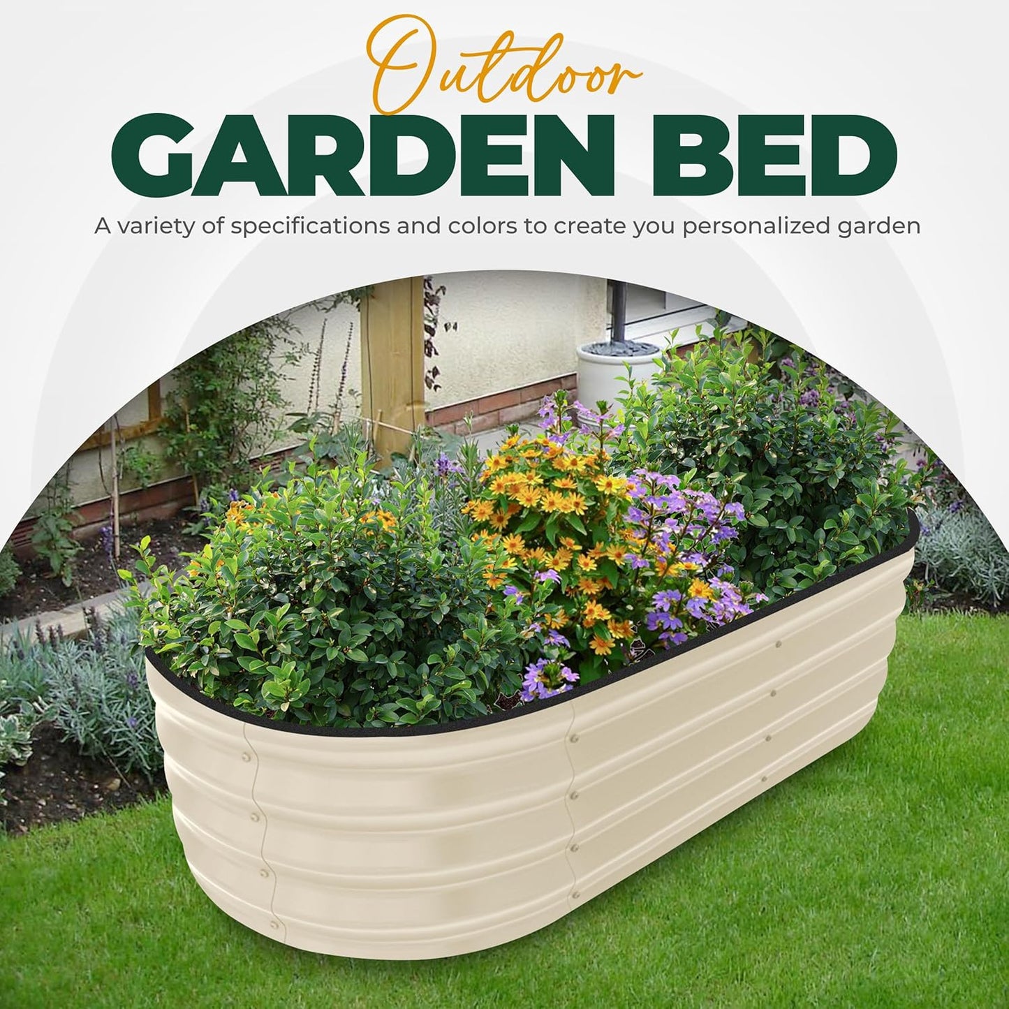 Galvanized Raised Garden Bed, 4 by 2 Feet Lightweight Planter Boxes Outdoor with Easy Assembly, Large Garden Bed for Vegetables, Fruits, Flowers, Beige