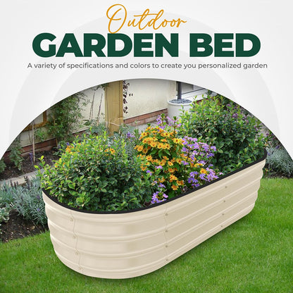 Galvanized Raised Garden Bed, 4 by 2 Feet Lightweight Planter Boxes Outdoor with Easy Assembly, Large Garden Bed for Vegetables, Fruits, Flowers, Beige