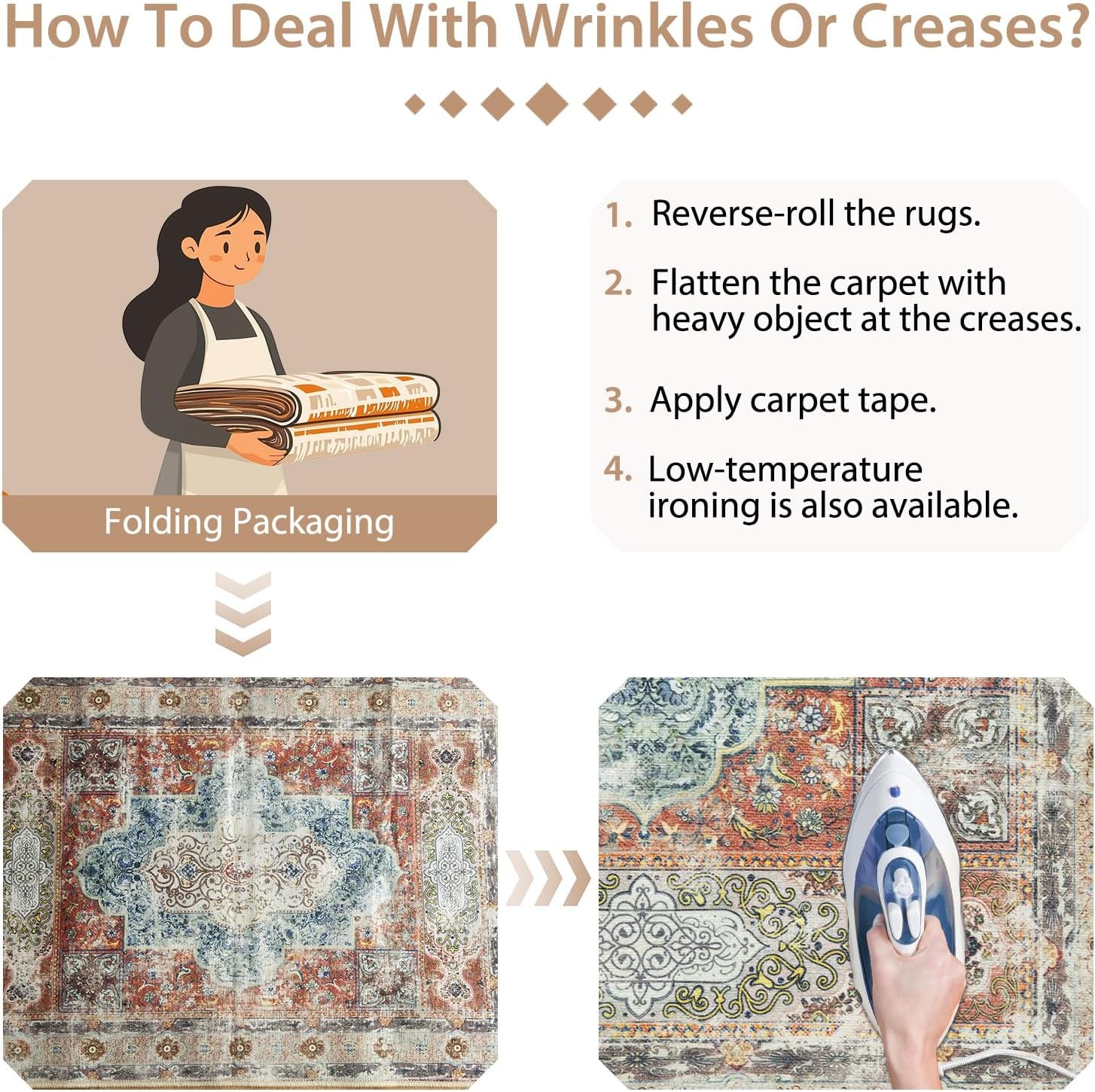 2X3 Area Rugs Machine Washable No Pile Non Slip Vintage Rugs for Living Room&Bedroom&Dinning Room Bohemian Distressed Carpet Indoor,Brick