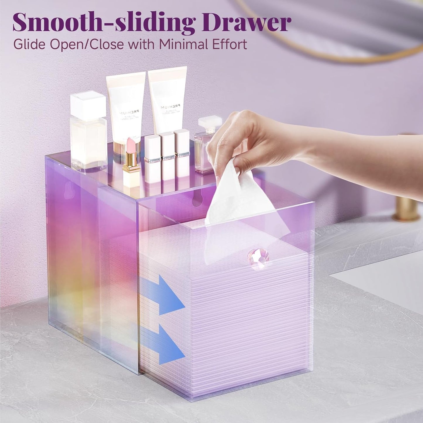 Clean Skin Club Face Towels Holder - Stackable Acrylic Organizer Compatible with Clean Skin Club Towel XL, Bathroom Vanity Holder, Dustproof Multipurpose for Makeup, Skincare, Colorful