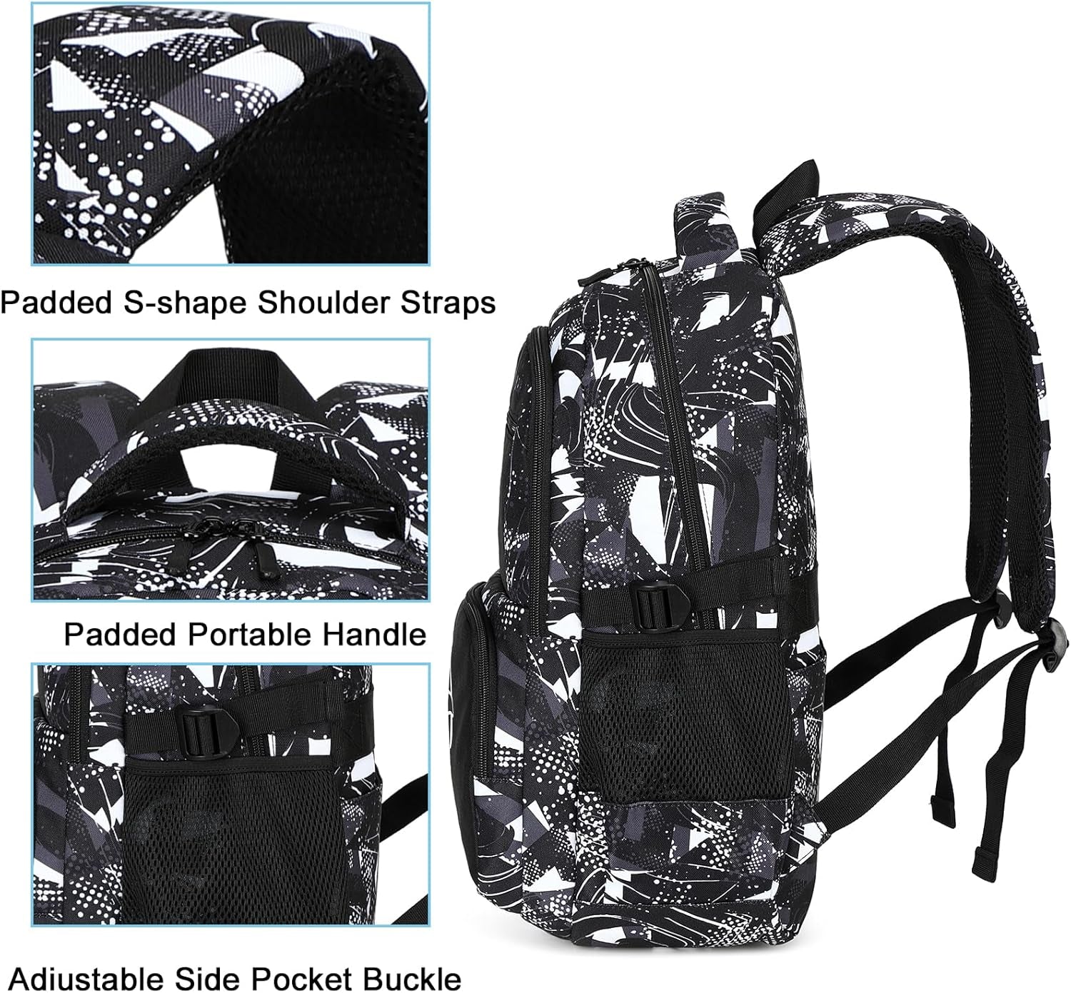 School Backpack for Boys Kids Teens 15″ Laptop Bookbag with Lunch Bag Pencil Case Elementary Middle School Daypack