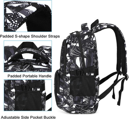 School Backpack for Boys Kids Teens 15″ Laptop Bookbag with Lunch Bag Pencil Case Elementary Middle School Daypack