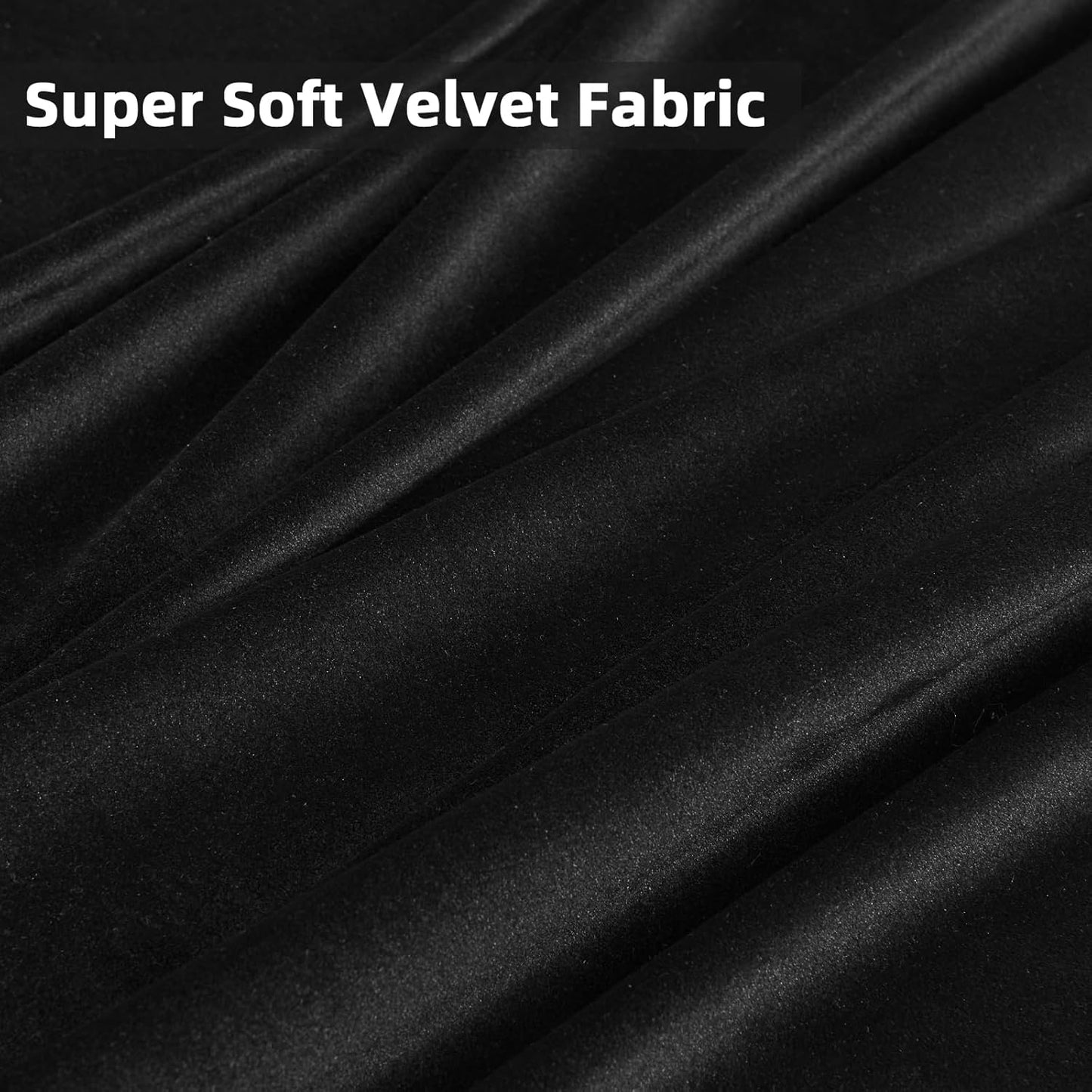 Luxury Black Velvet 90-Inch Length Blackout Curtains, Thermal Insulated Rod Pocket Drapes, Soft Room Darkening Panels for Living Room, Dining Room, and Bedroom, Set of 2, W52 x L90 Inches