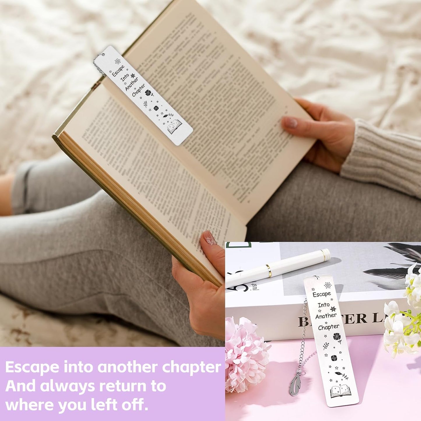 Book Lovers Gifts for Women, Bookish Gifts for Readers, Gift for Book Lovers Women, Gift for Readers, Bookclub, Librarian, Bookworm, Reading Accessories, with 16Oz Glass Cup, #2