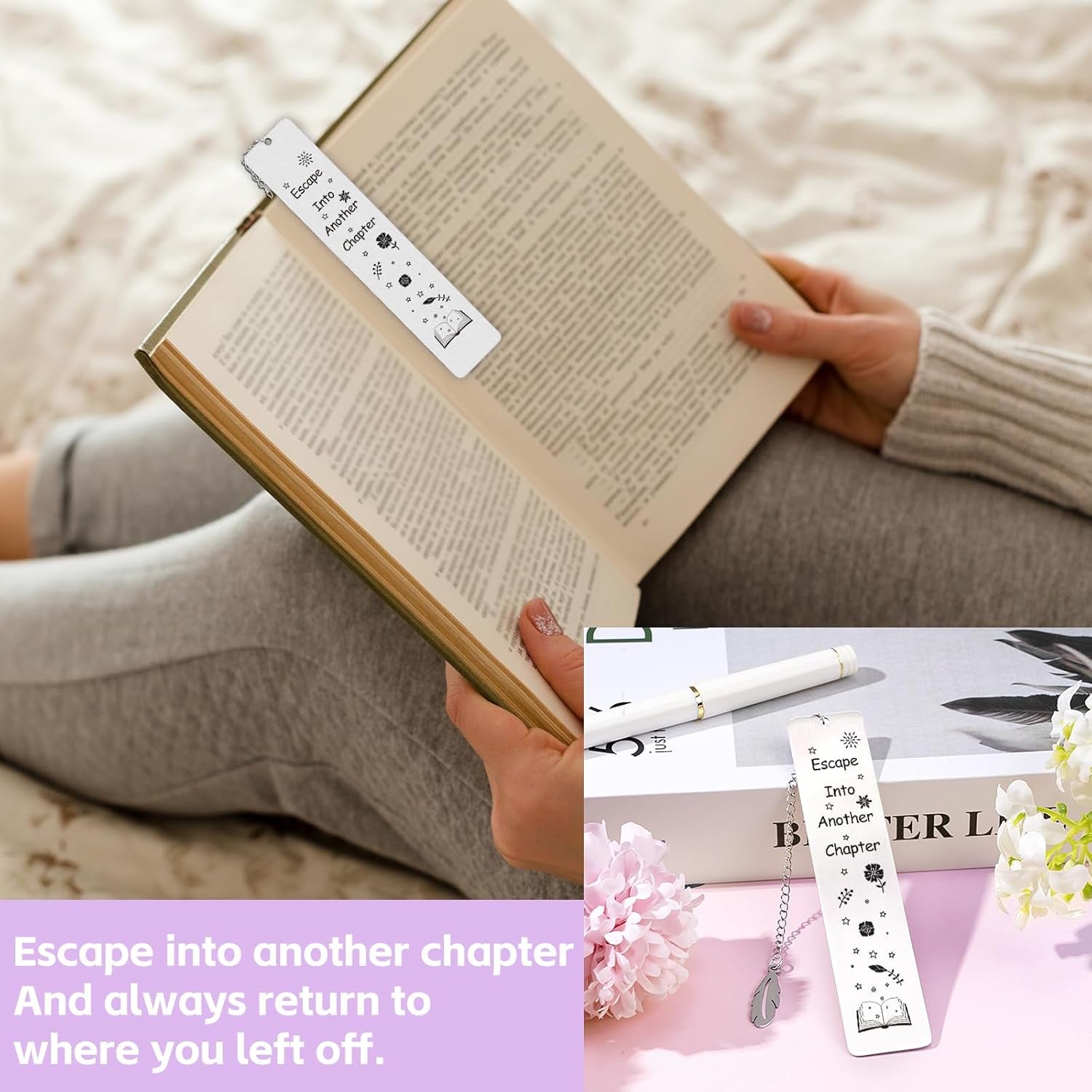 Book Lovers Gifts for Women, Bookish Gifts for Readers, Gift for Book Lovers Women, Gift for Readers, Bookclub, Librarian, Bookworm, Reading Accessories, with 16Oz Glass Cup, #2