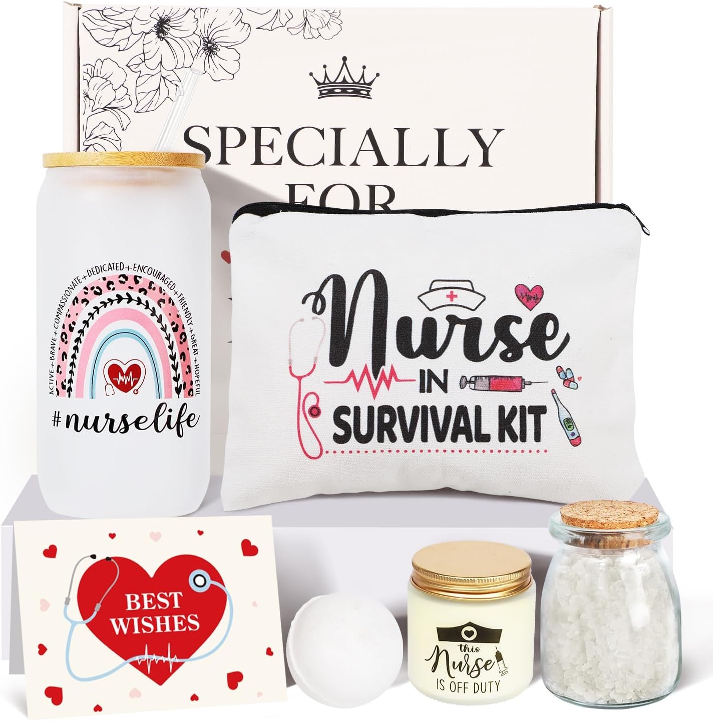 Nurse Gifts for Women, Nurse Appreciation Gifts, Nurses Week Gifts, Nurse Gifts, New Nurse Gifts, Thank You Gift for Nursing Graduation Birthday Gifts - 16 Oz Glass Cup Gift Baskets