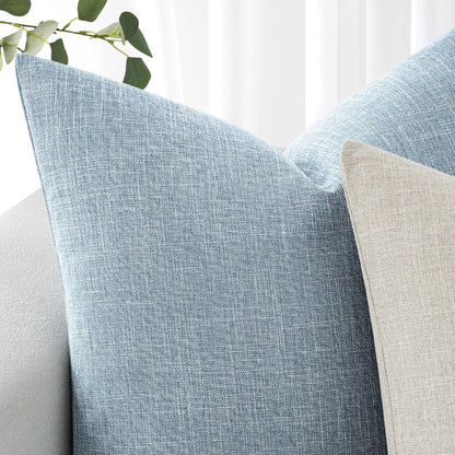 Pack of 2 Decorative Linen Burlap Coastal Pillow Covers Farmhouse Boho Accent Pillowcases for Sofa Car Couch Bedroom Living Room Home Decor 18X18 Inch Light Blue