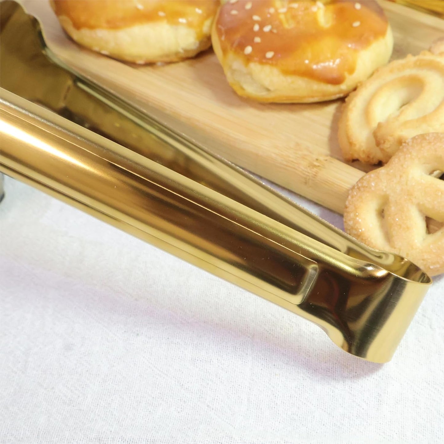 2 Pack 9 Inch Serving Tongs,Gold Salad Buffet Tongs,Stainless Steel Serving Utensils