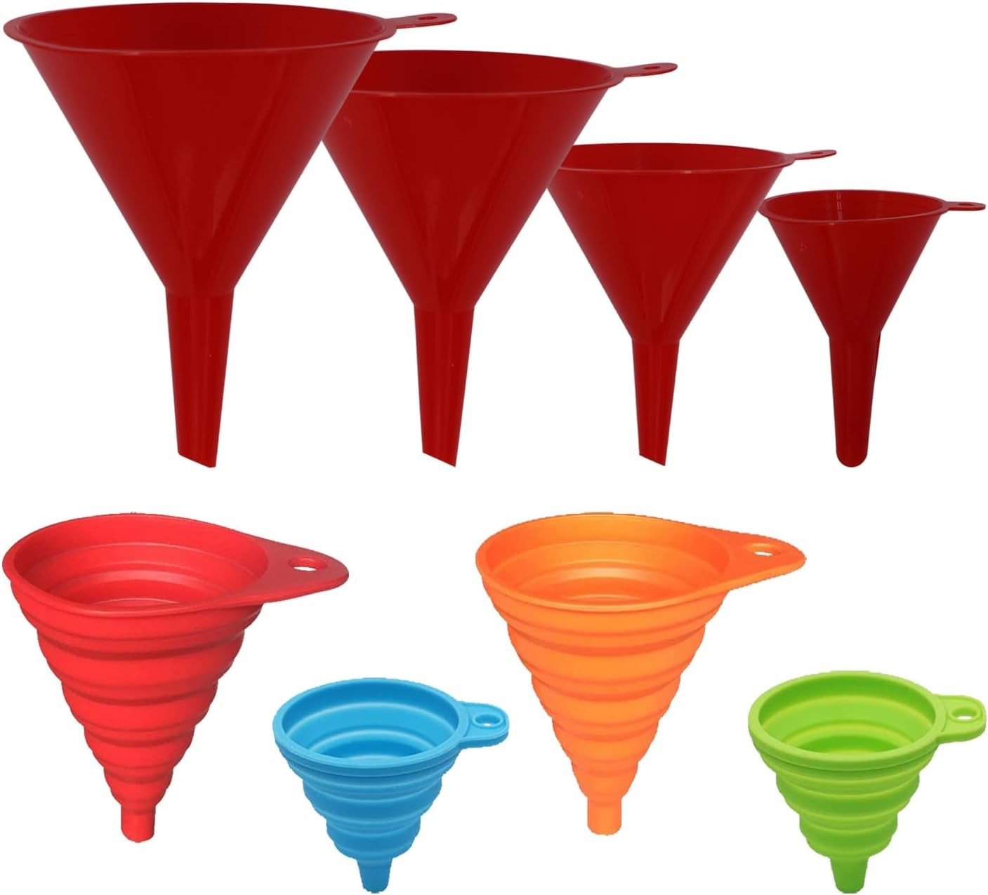Collapsible Silicone Funnels 4 Pack + Silicone Funnels 4 Pack