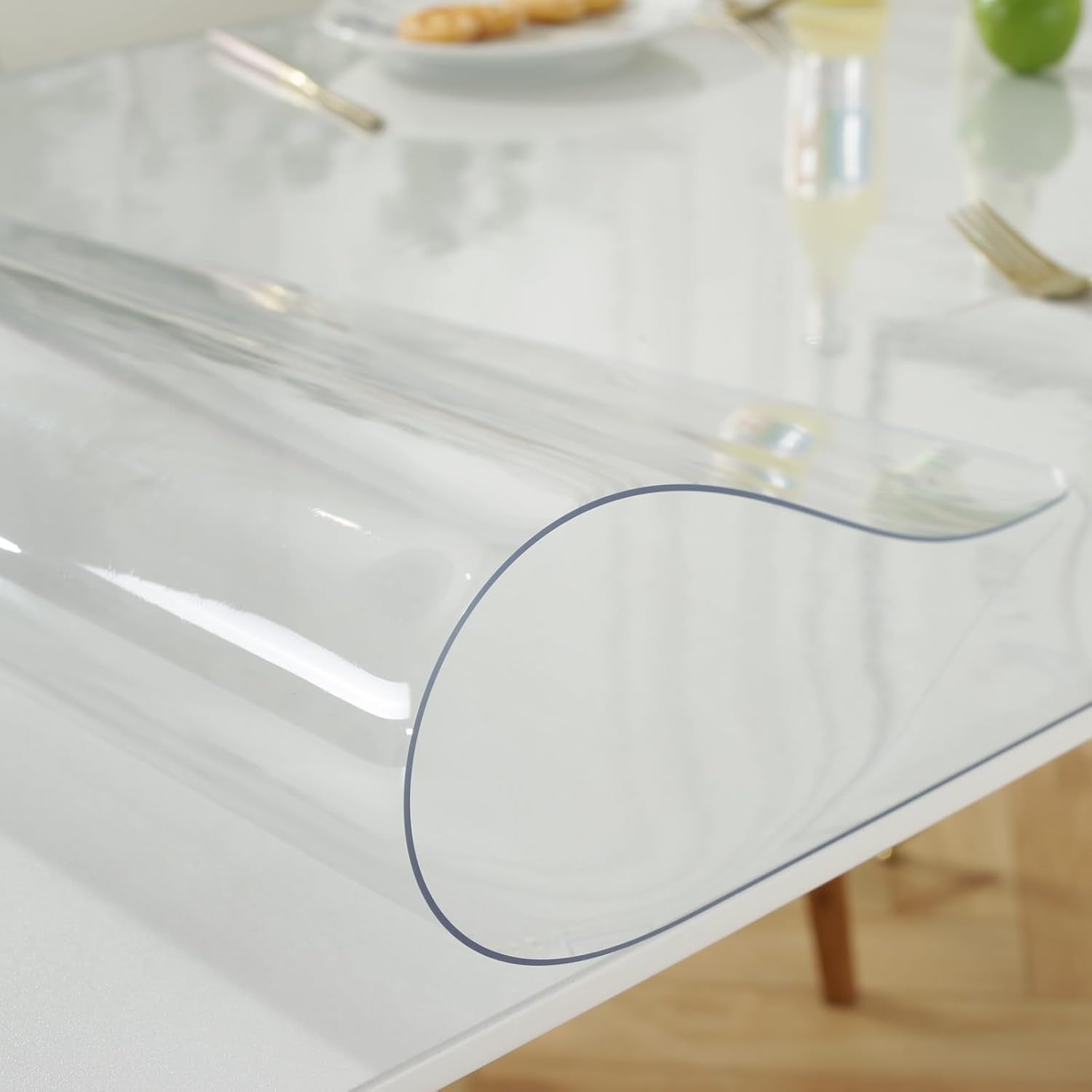Clear Desk Mat 16 X 36 Inch, 1.5Mm Thick Clear Table Protector, Waterproof Plastic Table Cover Protector, PVC Desk Protector Mat, Vinyl Desk Cover for Desktop, Coffee & Dining Table