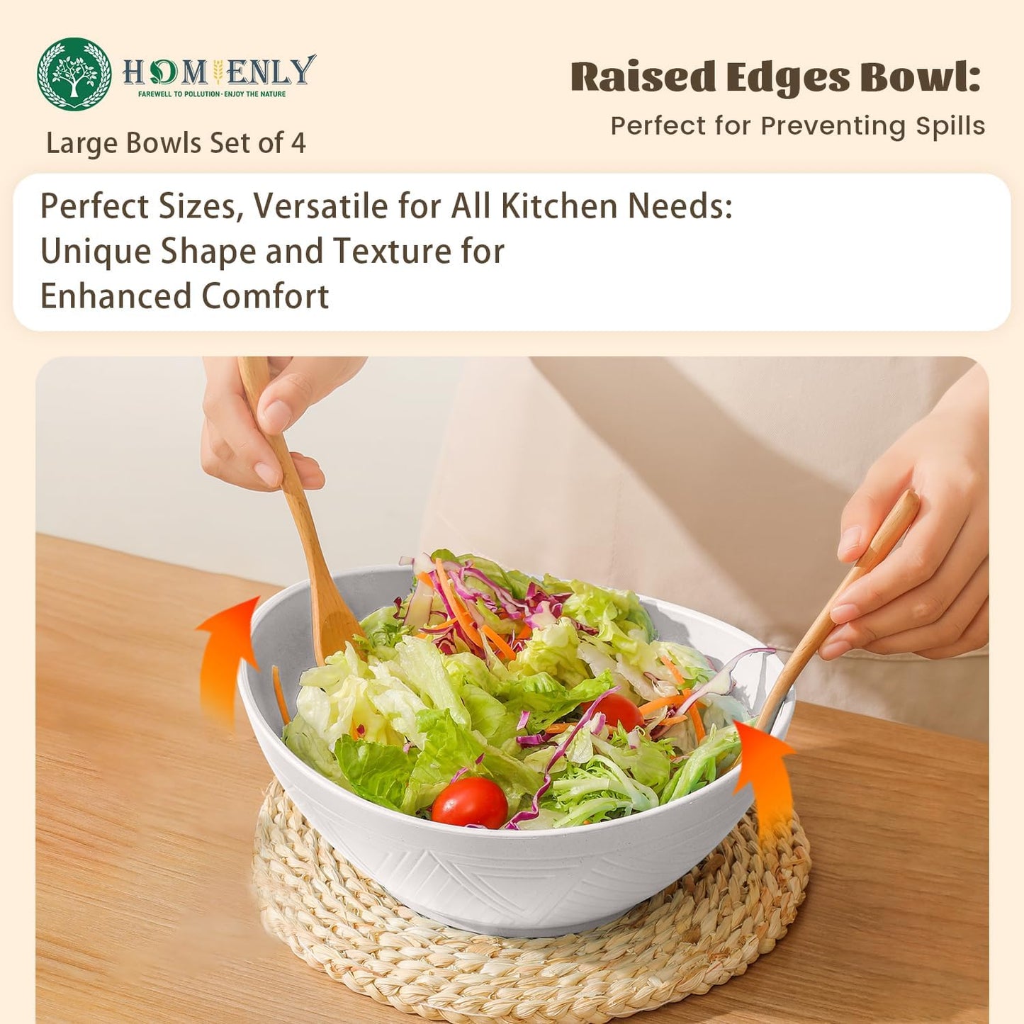 Large 9.6-Inch Oval Serving Bowls Set of 4 - 60 Oz Capacity, Perfect for Salads, Side Dishes, and Pasta, Microwave and Dishwasher Safe, Elegant White Finish