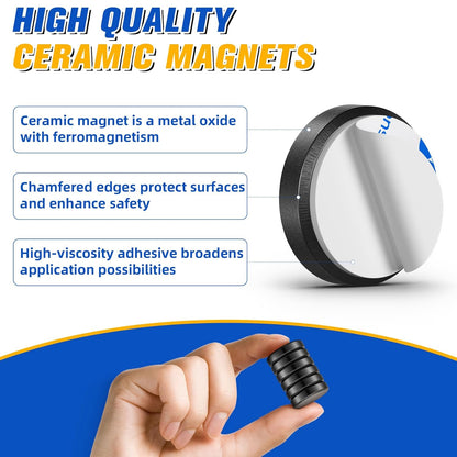 100 Pack Ceramic Magnets for Crafts, Small round Disc Crafts Magnets with Adhesive Backing, Flat Circle Ferrite Industrial Magnets for Refrigerator, DIY, Crafts, Classroom,Science Projects (18X5Mm)