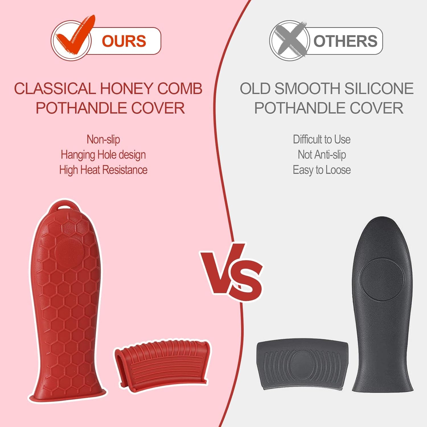 Cast Iron Handle Covers, 6 Pack Heat Resistant Silicone Handle Covers for Cast Iron Skillets and Pans