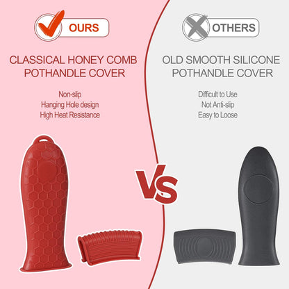 Cast Iron Handle Covers, 6 Pack Heat Resistant Silicone Handle Covers for Cast Iron Skillets and Pans