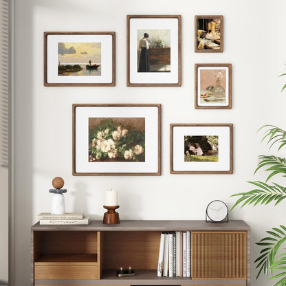 16X20 Picture Frames Natural Walnut,Original Wood Hand Make Crafted Poster Frame with Mat to 11X14 Graduation Picture Display,Family Picture,Wedding Picture,Photo,Document Wall Mounted