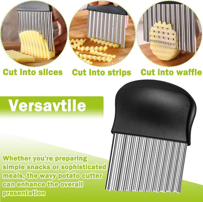 Crinkle Cutter, French Fry Cutter for Potatoes Stainless Steel Potato Carrot Chip Vegetable Crinkle Wavy Slicer