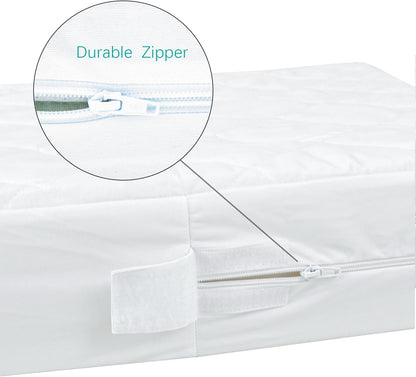Zippered Mini Crib Mattress Protector,Waterproof Playard Mattress Encasement, Breathable and Absorbent, 6 Sides Fully Encased Pack N Play Mattress Cover.