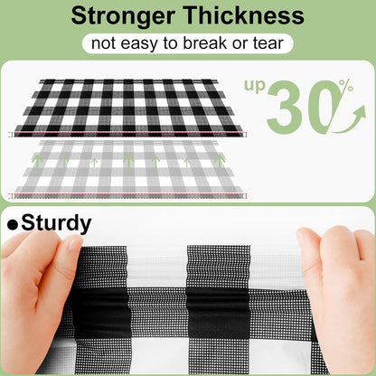 3 Packs Buffalo Disposable Table Cloth, 54 X 108 Inch Waterproof Plastic Tablecloth, Rectangle Black and White Checkered Table Covers for Picnic, Birthday, Party