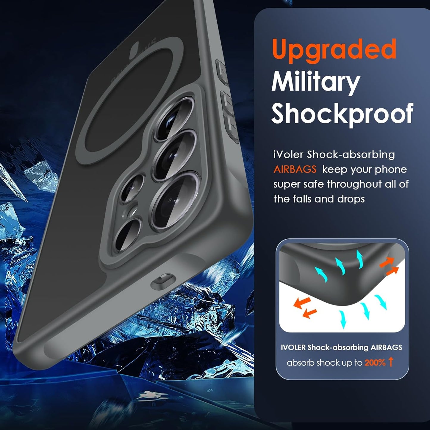 Magnetic Case for Samsung Galaxy S25 Ultra 5G 6.9” [Compatible with Magsafe] [15 FT Military Grade Protection] Magnetic Charger Case Bumper for S25 Ultra, Slim Phone Bumper Cover- Gray