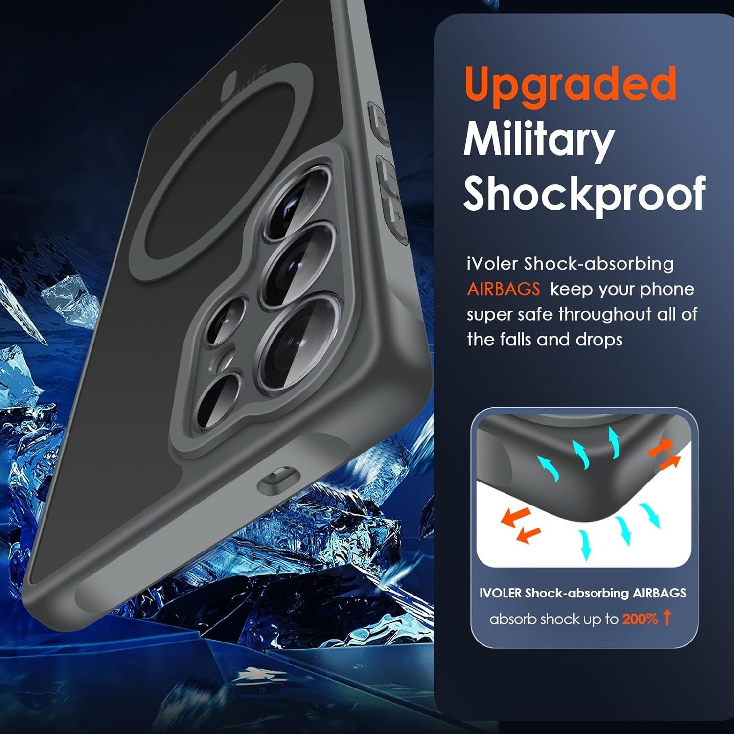 Magnetic Case for Samsung Galaxy S25 Ultra 5G 6.9” [Compatible with Magsafe] [15 FT Military Grade Protection] Magnetic Charger Case Bumper for S25 Ultra, Slim Phone Bumper Cover- Gray