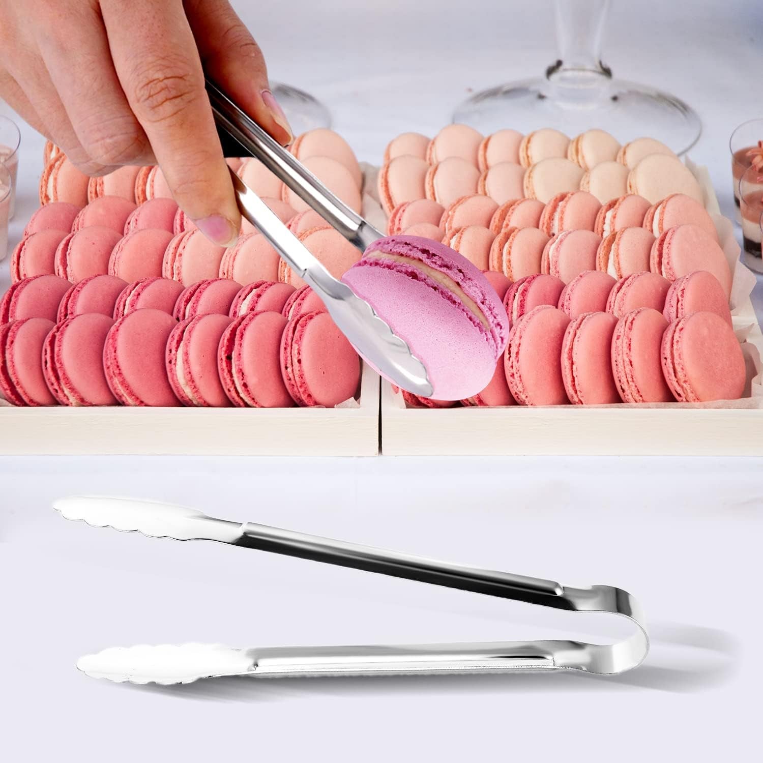 12 Pack Small Serving Tongs, Stainless Steel Sugar Tongs Mini Appetizers Tongs Mental Kitchen Tongs for Serving Food (5Inch)