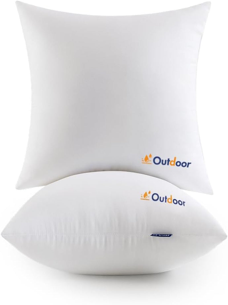 Set of 2 18x18 Outdoor Waterproof Throw Pillow Inserts - Decorative Water-Resistant Cushions for Patio and Garden