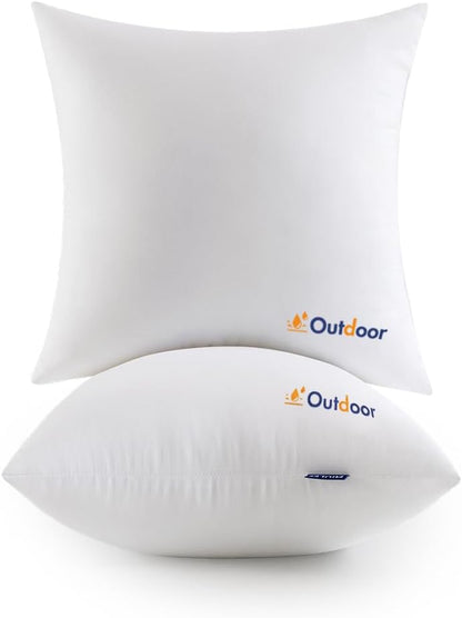 Set of 2 18x18 Outdoor Waterproof Throw Pillow Inserts - Decorative Water-Resistant Cushions for Patio and Garden