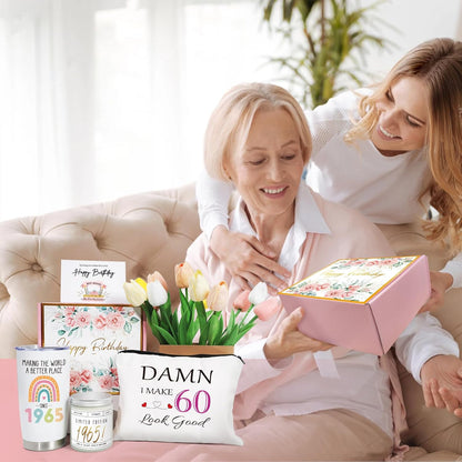 60Th Birthday Gifts for Women, 60Th Birhtday Gifts for Her, Women 60 Gifts, 60Th Gift Baskets, Unique Funny 60Th Birthday Ideas, 60 Years Old Gifts for Sister Friend Mom Wife Coworker Born in 1965