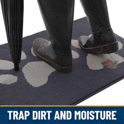 Dog Door Mat for Muddy Paws 30X20, Dirt Trapper Non Slip Washable Indoor Doormats, Absorbent Entryway Carpet for inside Floor, Dark Grey