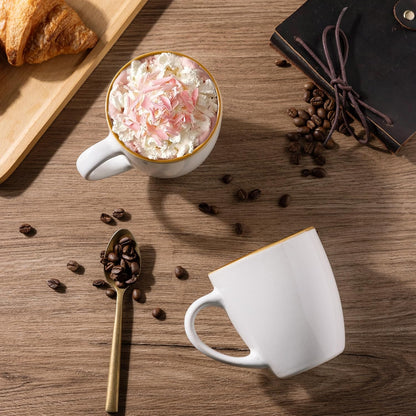 Ceramic Coffee Mug Set of 6, 12oz Stoneware Cups for Versatile Beverages, Lightweight and Dishwasher/Microwave Safe - Pearl White