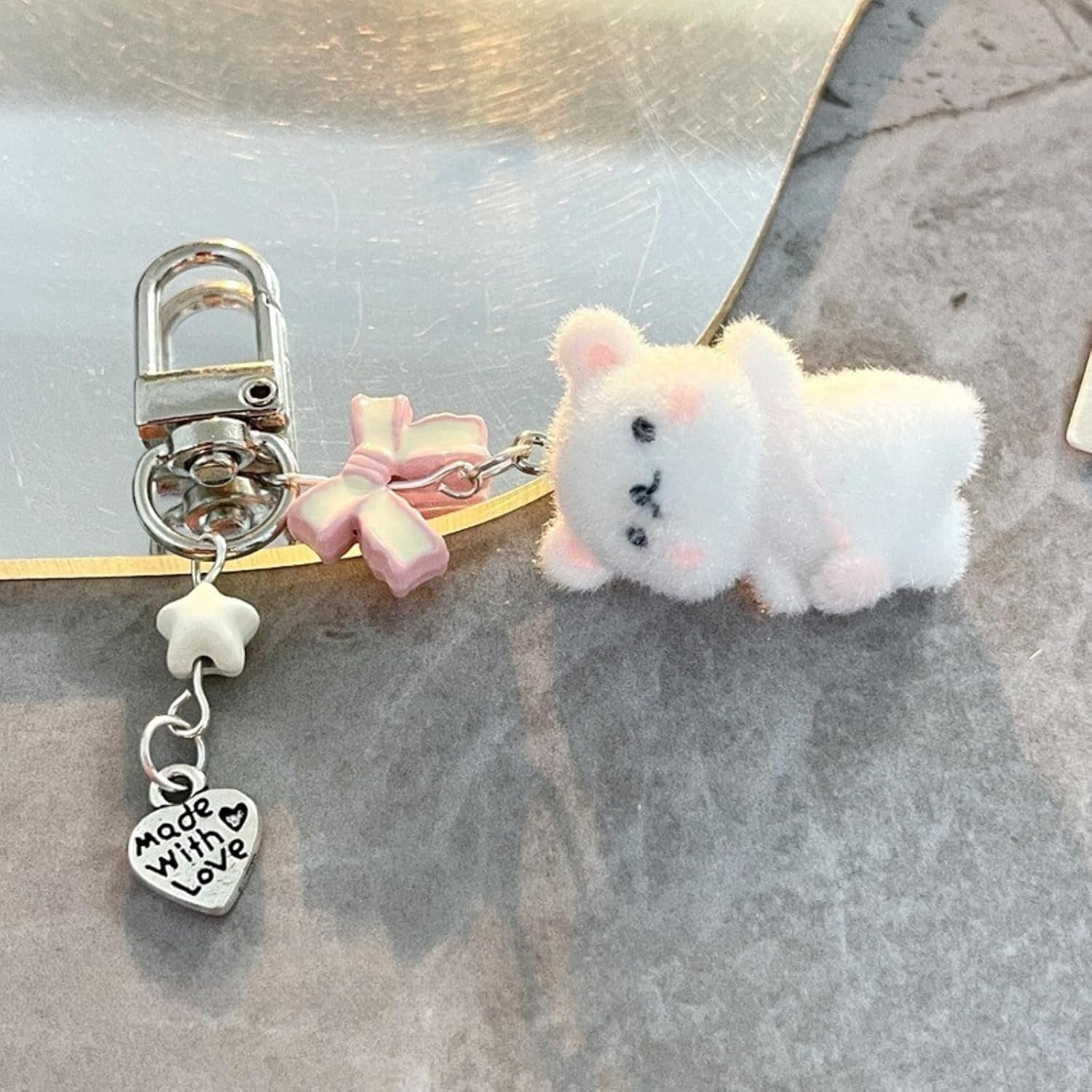 Cute Coquette Aesthetic Y2K Kawaii Keychain Strawberry Bow Star Pendants Keyrings Kawaii Accessories Keychain for Backpacks Purses Bags (Style 3)