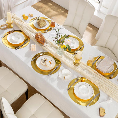 50Pcs round Gold Placemats, Paper Place Mats Disposable for Dining Table, Charger Plates Table Mat for Christmas Dinner Party Wedding Birthday Banquet Table Setting Decor, 13" Shiny Gold