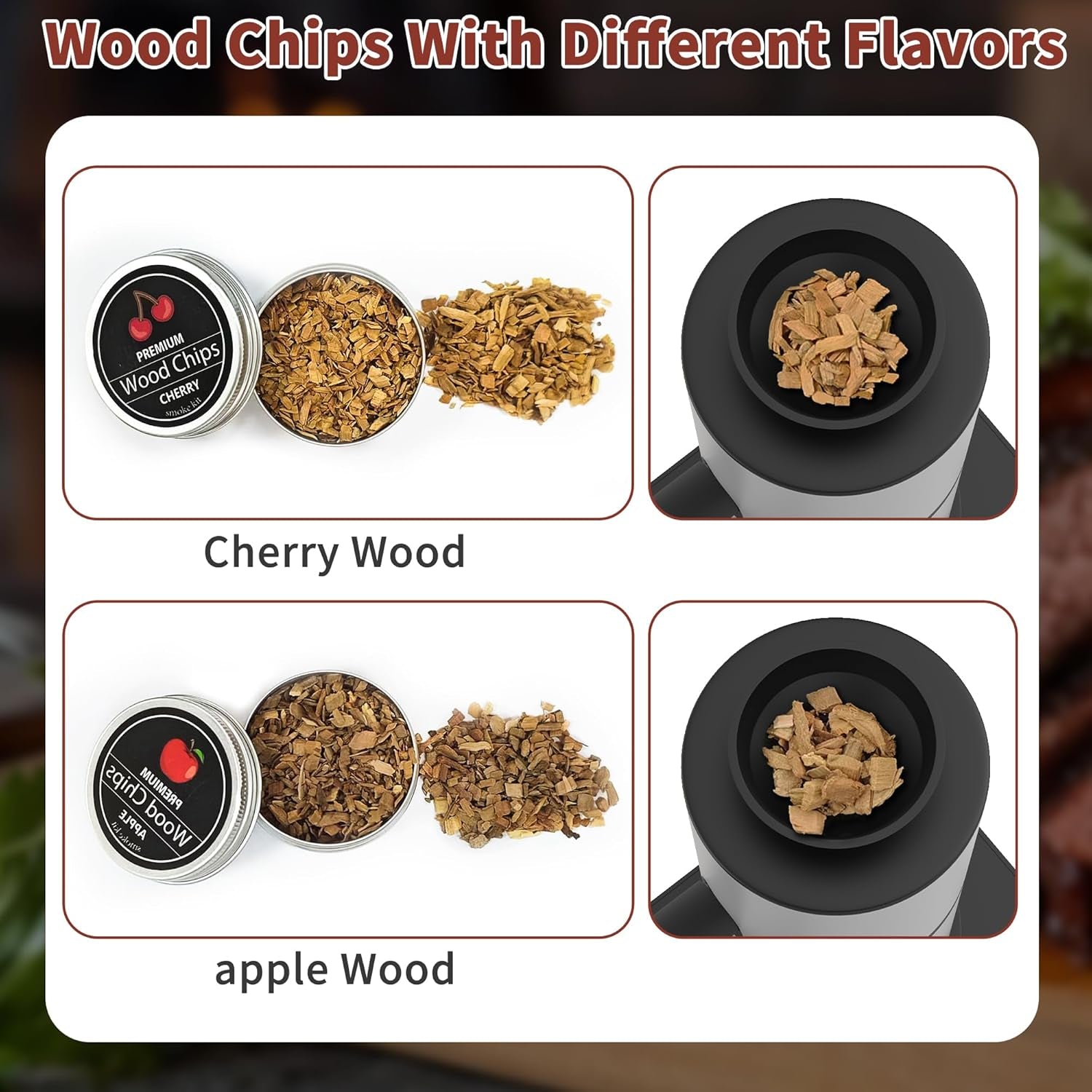 Cocktail Smoking Kit with Torch, Food Tray, and Apple & Cherry Wood Chips - Whiskey Infuser Set for Old Fashioned Drinks - Ideal Bourbon Gifts for Men (Excludes Butane and Cup)